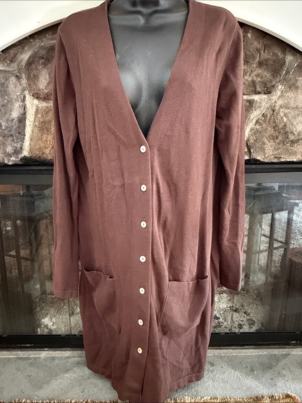 Chadwick’s Brown V-Neck Button-Front Women's Cardigan size Medium Tall